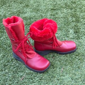 NEW La Canadienne Red Shearling lined leather boots - size 8